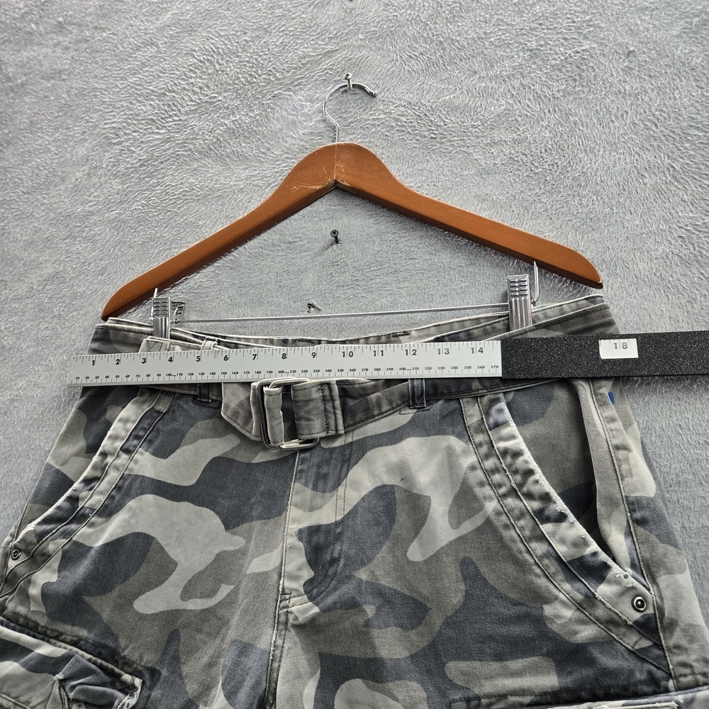 Armani Exchange Men Shorts 32 Gray Cargo Camouflage Belted Grunge Skater Y2K - Picture 5 of 10